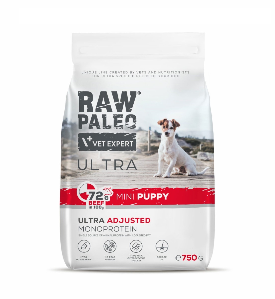 Raw Paleo Ultra Puppy Mini maistas šunims su jautiena, 750 g -  2